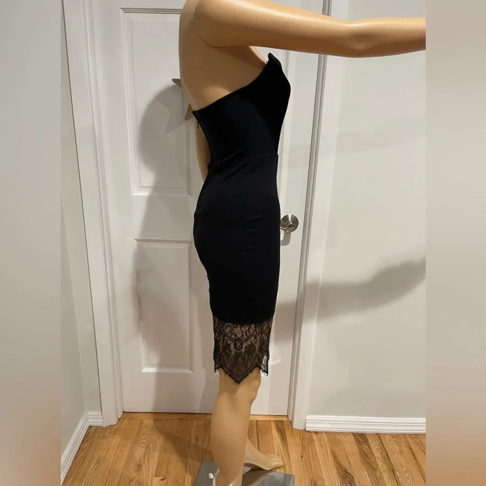 Women's Solemio Strapless Lace Panel Accent cocktail Dress Size - Picture 5 of 8